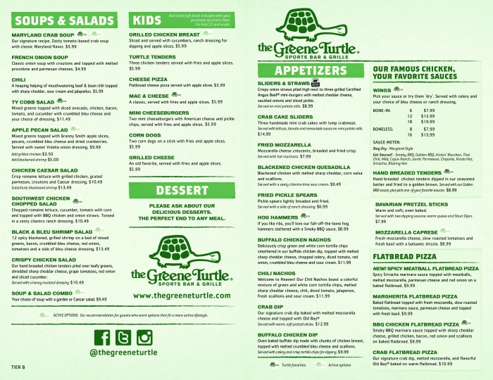 Greene turtle menu and prices