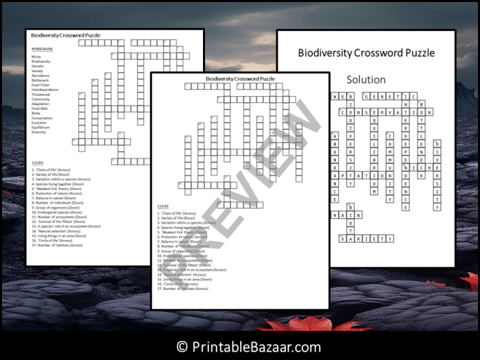 Biodiversity crossword puzzle answer key