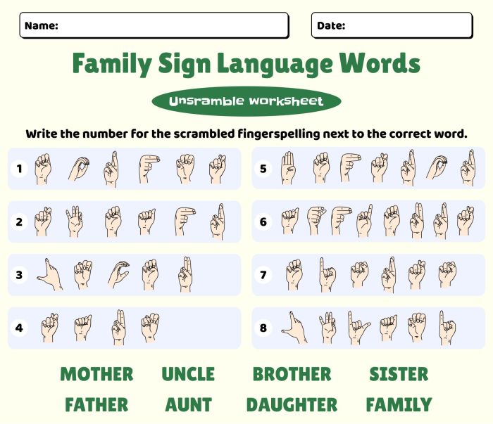 How to sign worksheet in asl