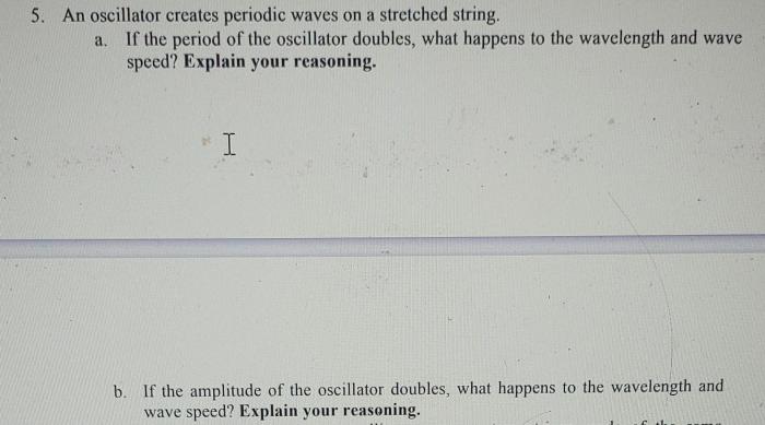 An oscillator creates periodic waves on a stretched string